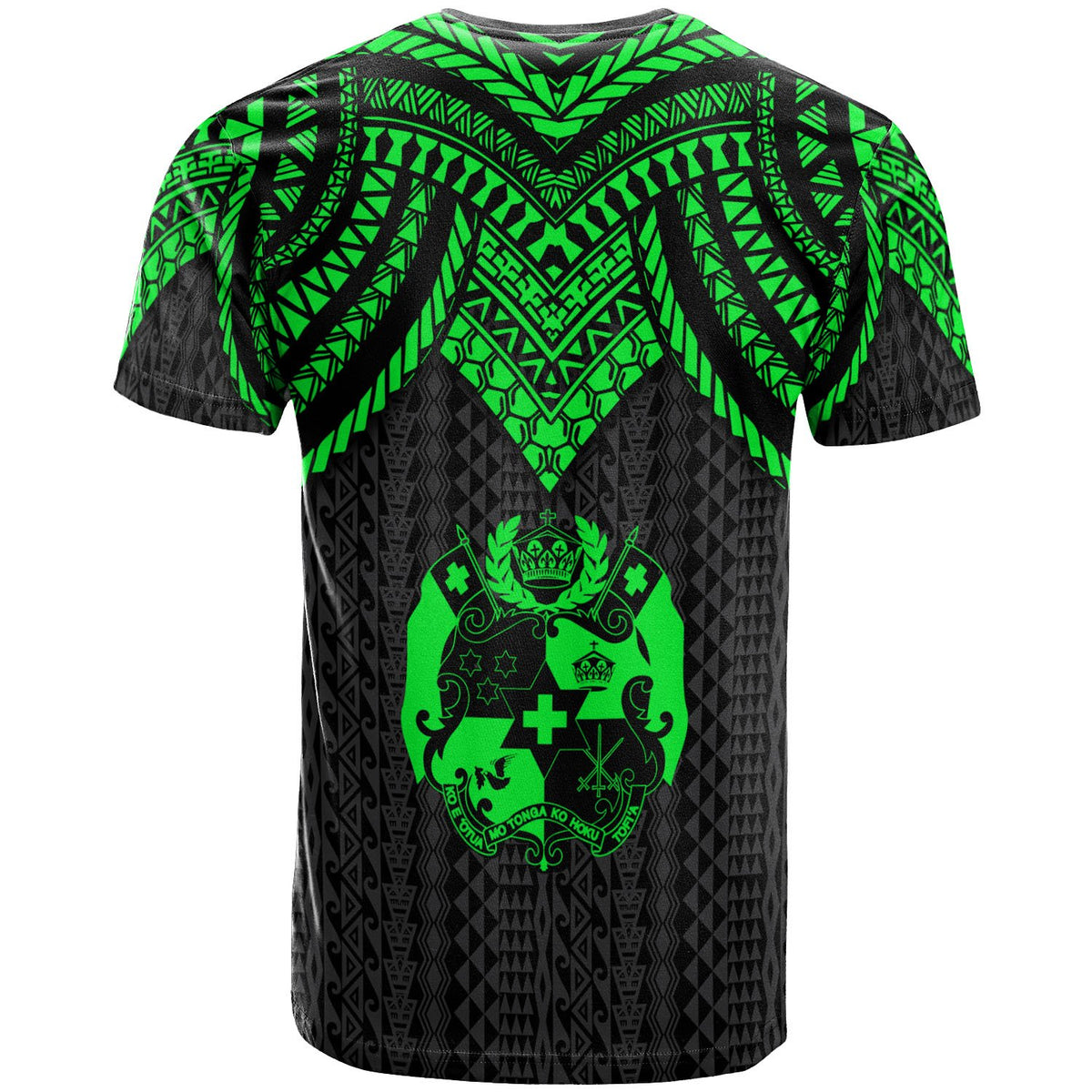 Tonga Custom T Shirt Polynesian Armor Style Green - Polynesian Pride