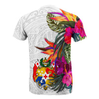 Tonga T Shirt Polynesian Hibiscus White Pattern - Polynesian Pride