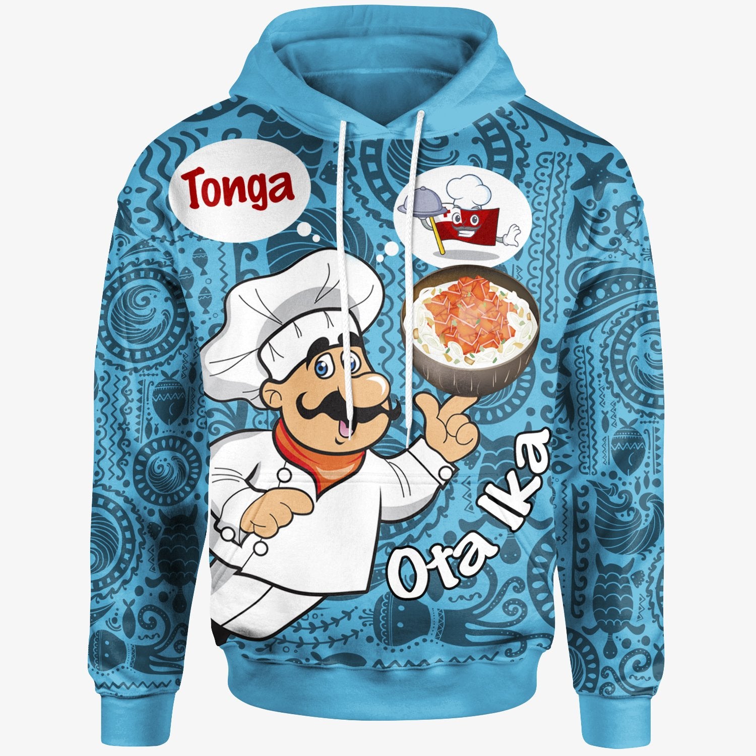 Tonga Hoodie Coconut Dishes Blue Unisex Blue - Polynesian Pride