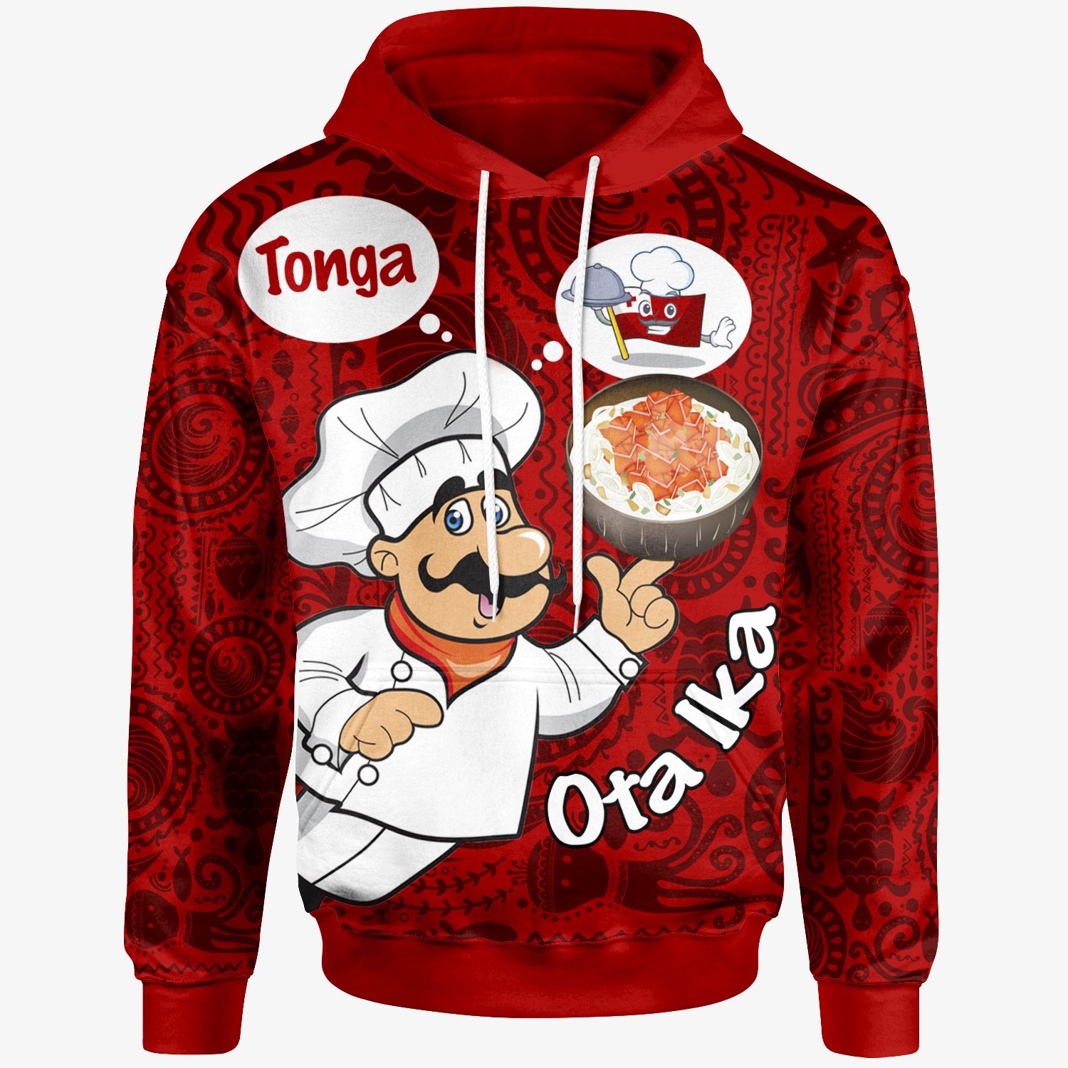 Tonga Hoodie Coconut Dishes Red Unisex Red - Polynesian Pride