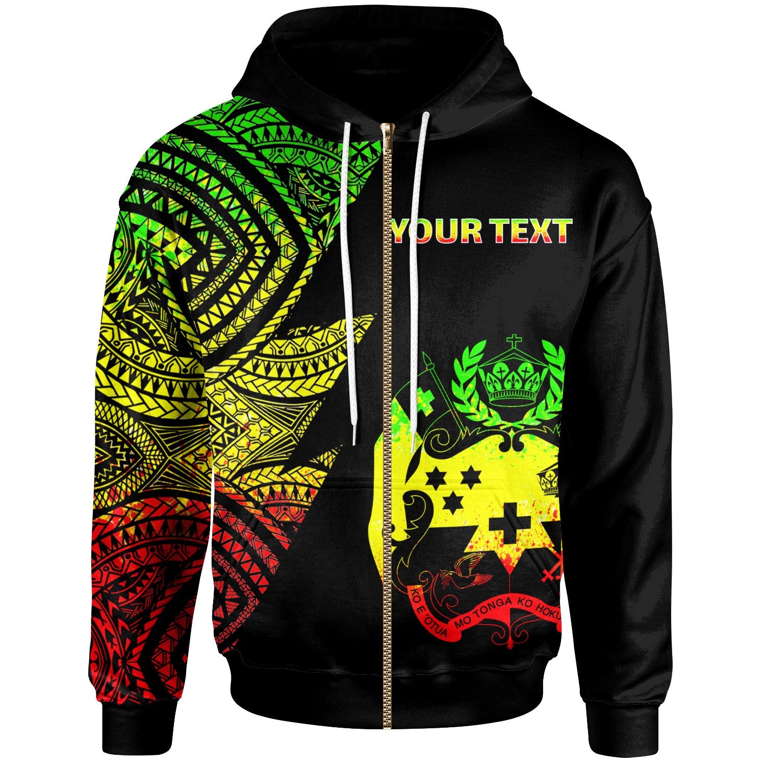 Tonga Custom Personalized Zip up Hoodie Flash Style Reggae Unisex Reggae - Polynesian Pride