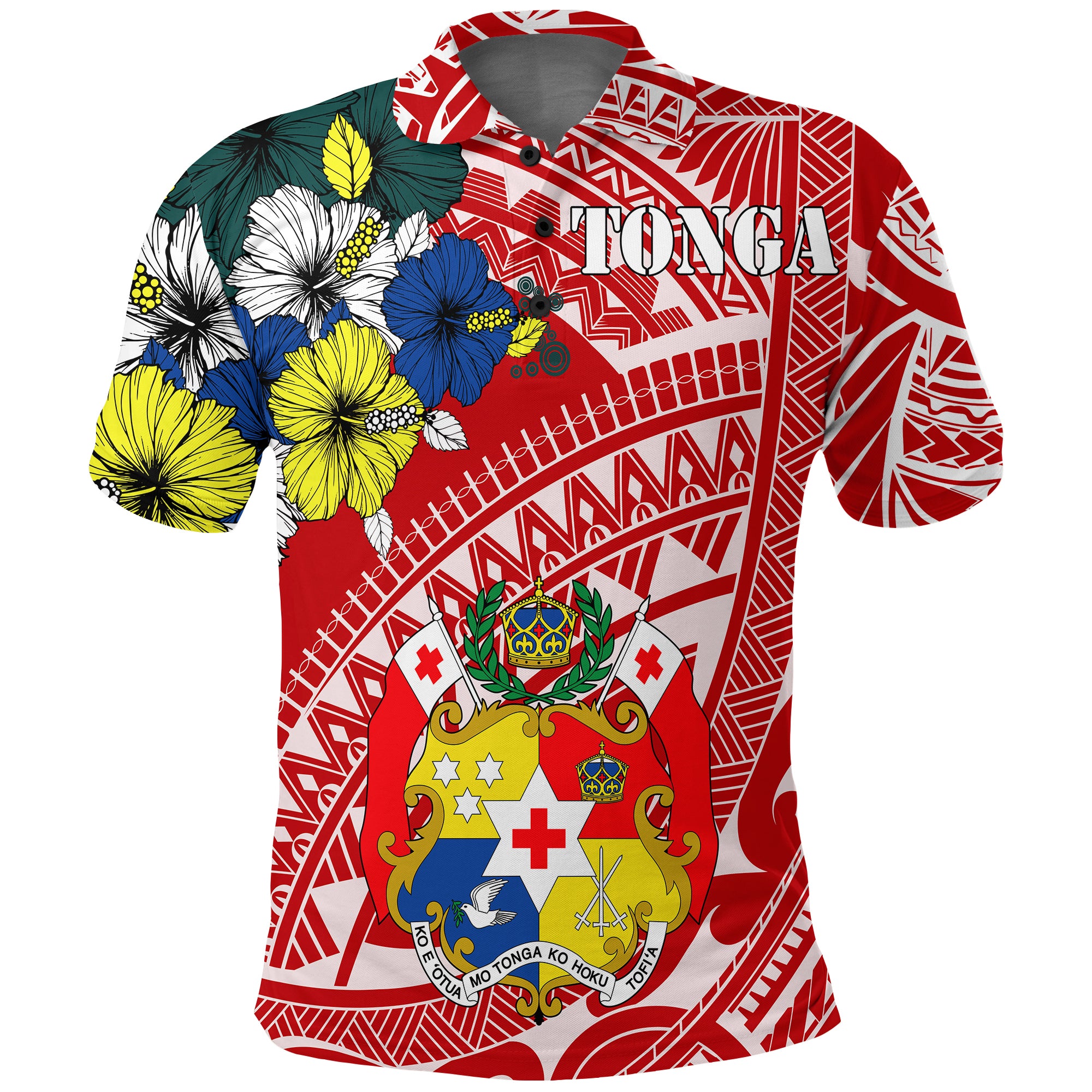 Tonga Polo Shirt Polynesian Pattern Red Color LT7 - Polynesian Pride