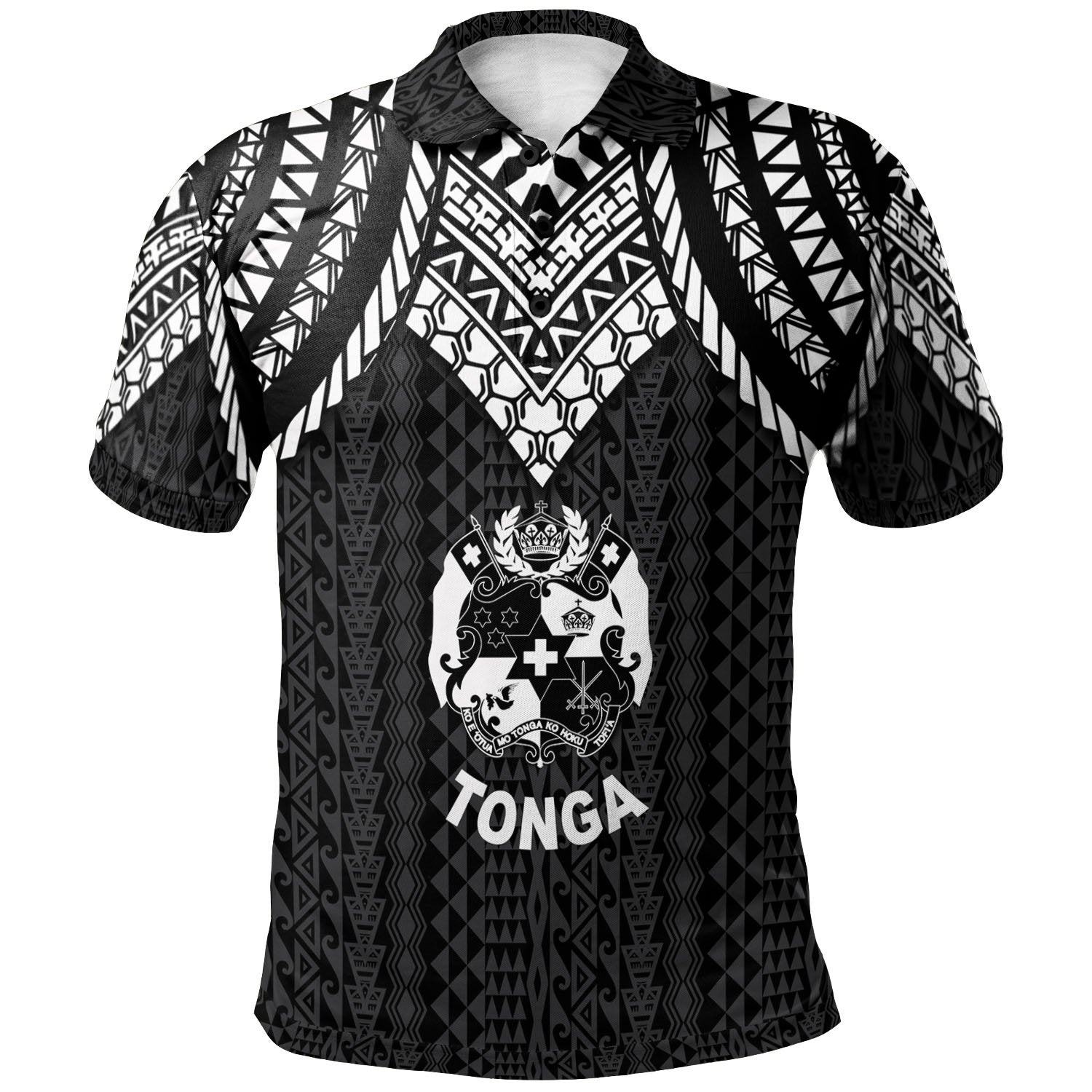 Tonga Polo Shirt Polynesian Armor Style Black Unisex Black - Polynesian Pride