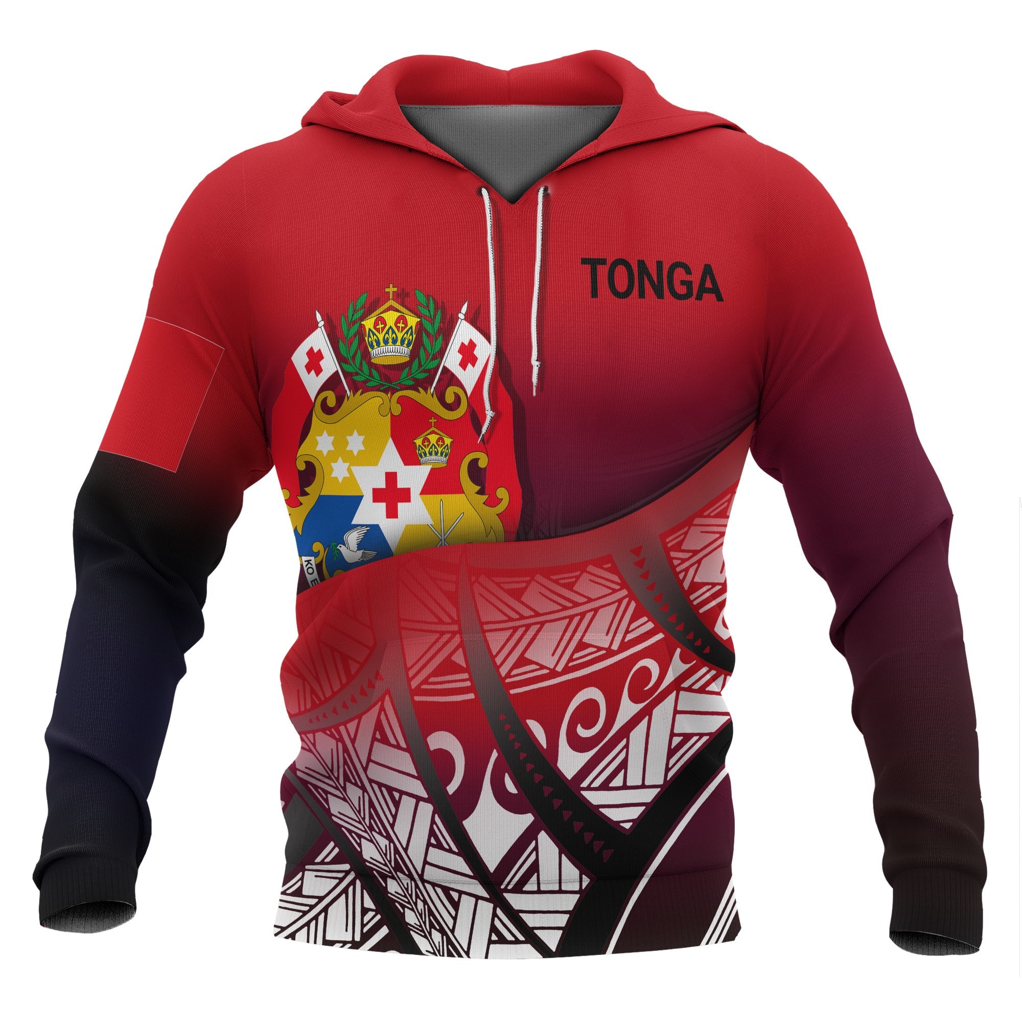 Tonga Coat of rms Hoodie Polynesian Pattern Unisex Red - Polynesian Pride