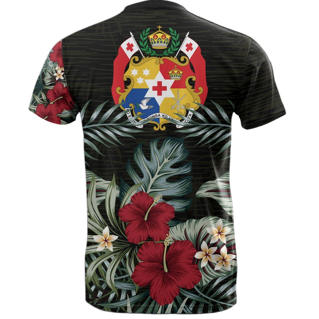 Tonga T Shirt Tonga Coat of Arms Hibiscus Palm Leaves - Polynesian Pride