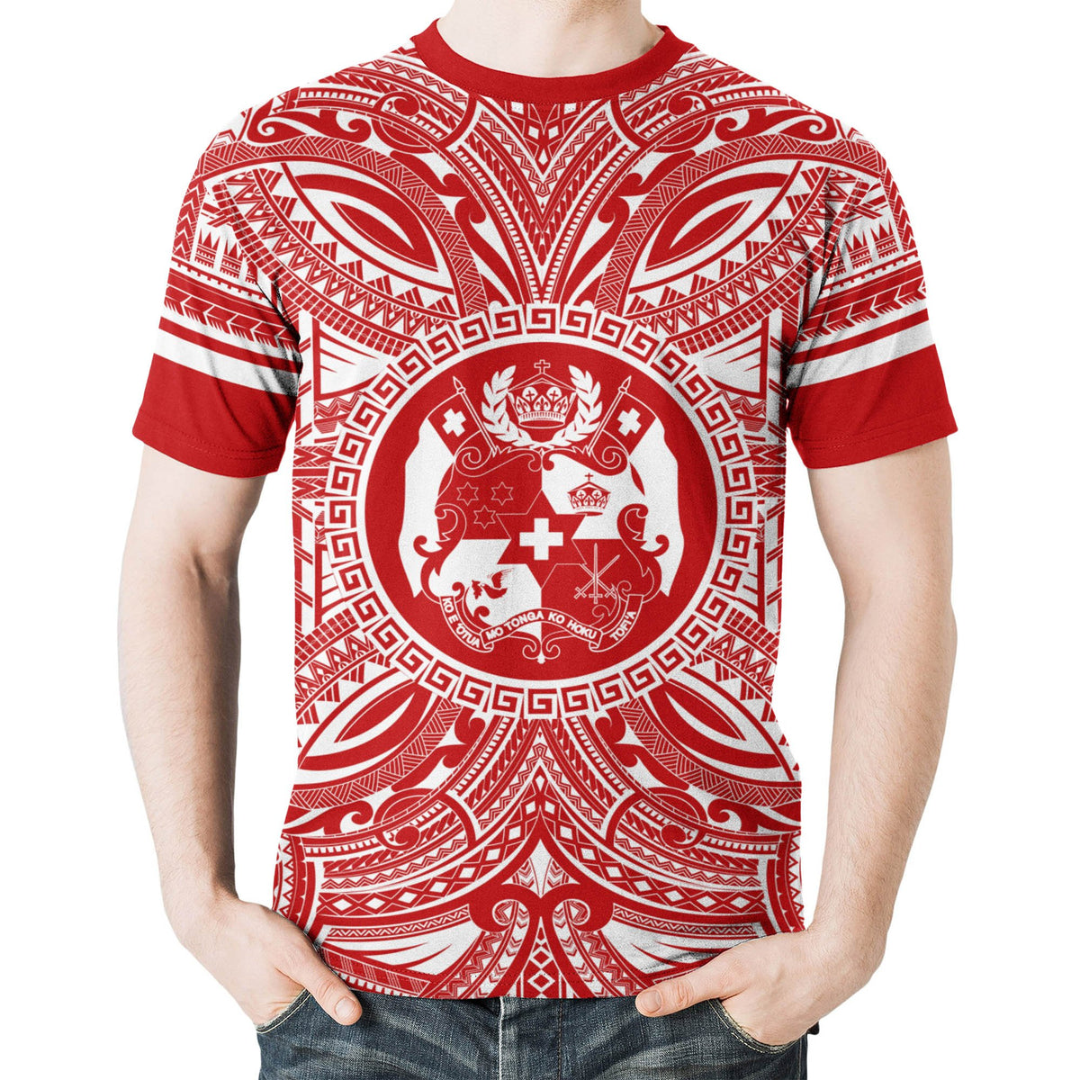 Tonga T Shirt Tonga Coat of Arms Polynesian Flag Color - Polynesian Pride