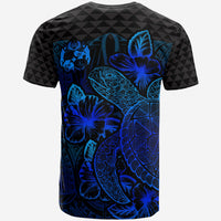 Tonga T Shirt Tonga Coat of Arms Turtle Hibiscus Blue - Polynesian Pride