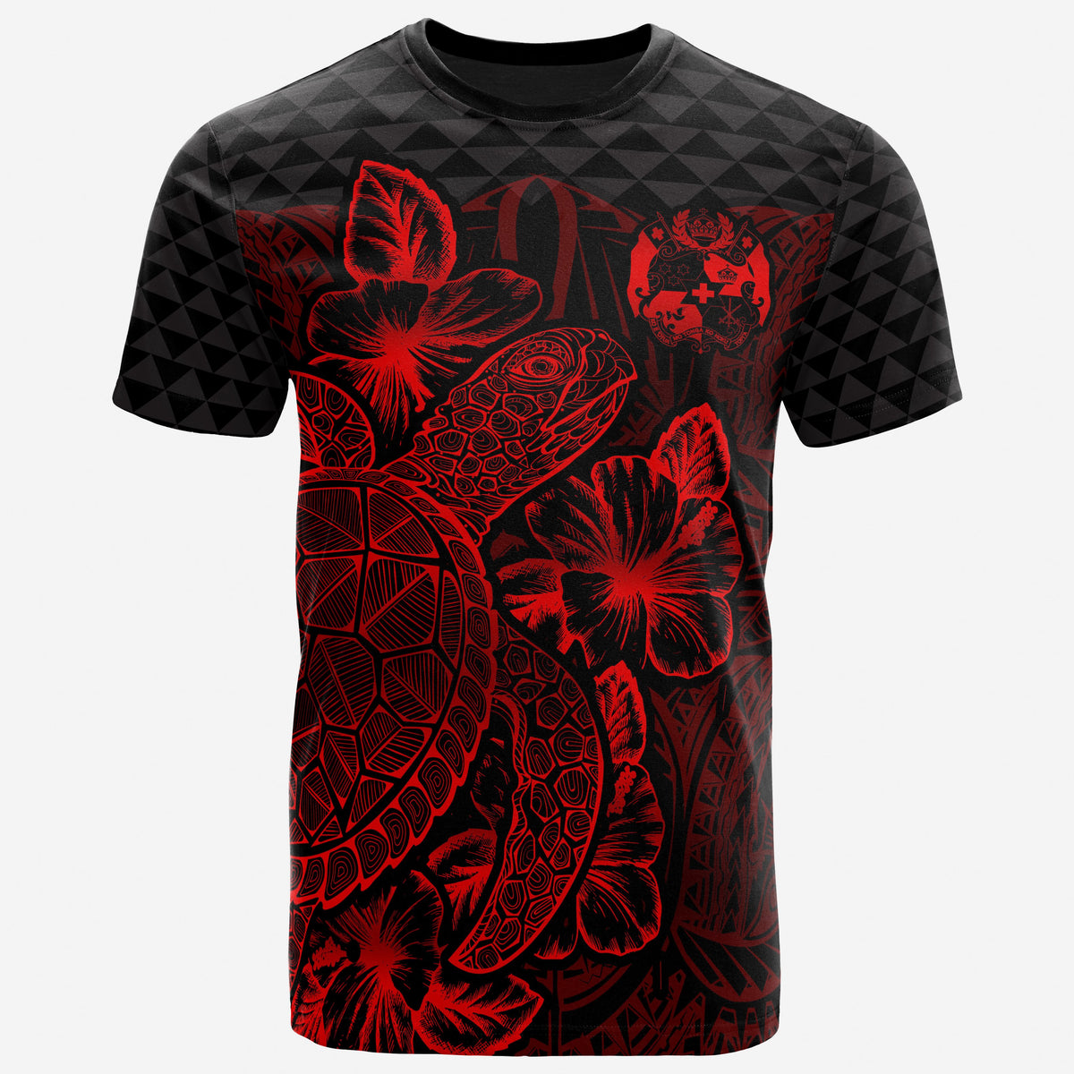 Tonga T Shirt Tonga Coat of Arms Turtle Hibiscus Red Unisex Red - Polynesian Pride