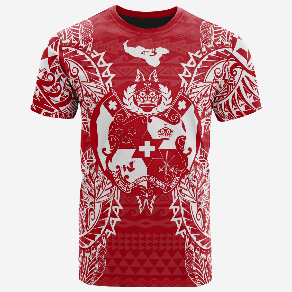 Tonga T Shirt Tonga Coat of Arms Map Polynesian Tattoo Red White Unisex Red - Polynesian Pride