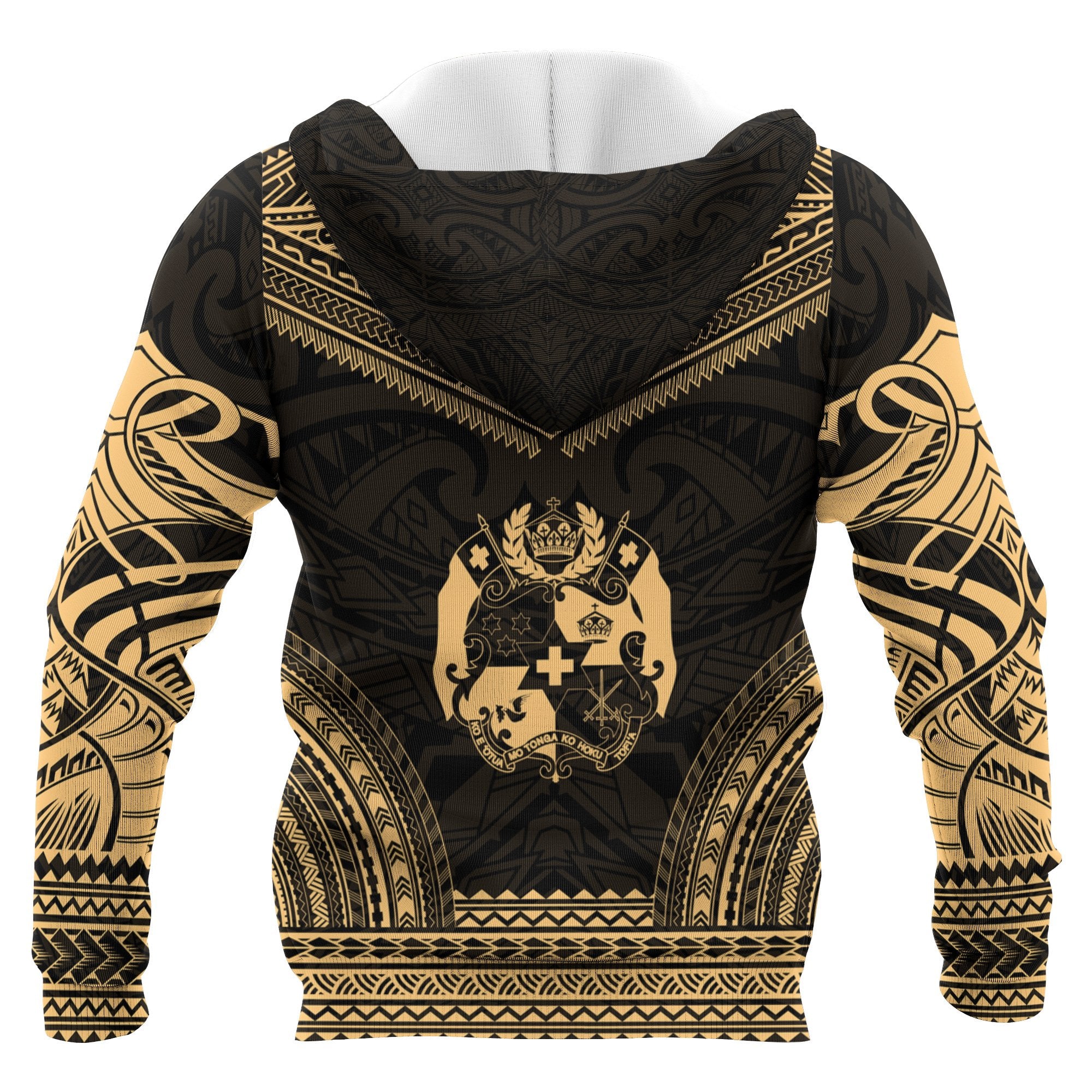 Tonga Polynesian Chief Custom Zip up Hoodie Gold Version Unisex Gold - Polynesian Pride