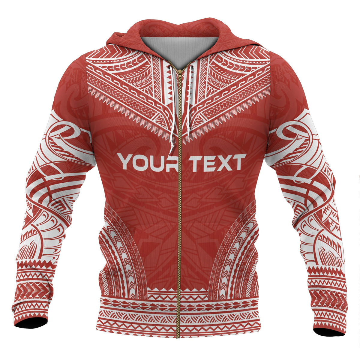 Tonga Polynesian Chief Custom Zip up Hoodie Flag Version - Polynesian Pride