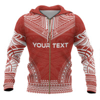 Tonga Polynesian Chief Custom Zip up Hoodie Flag Version - Polynesian Pride