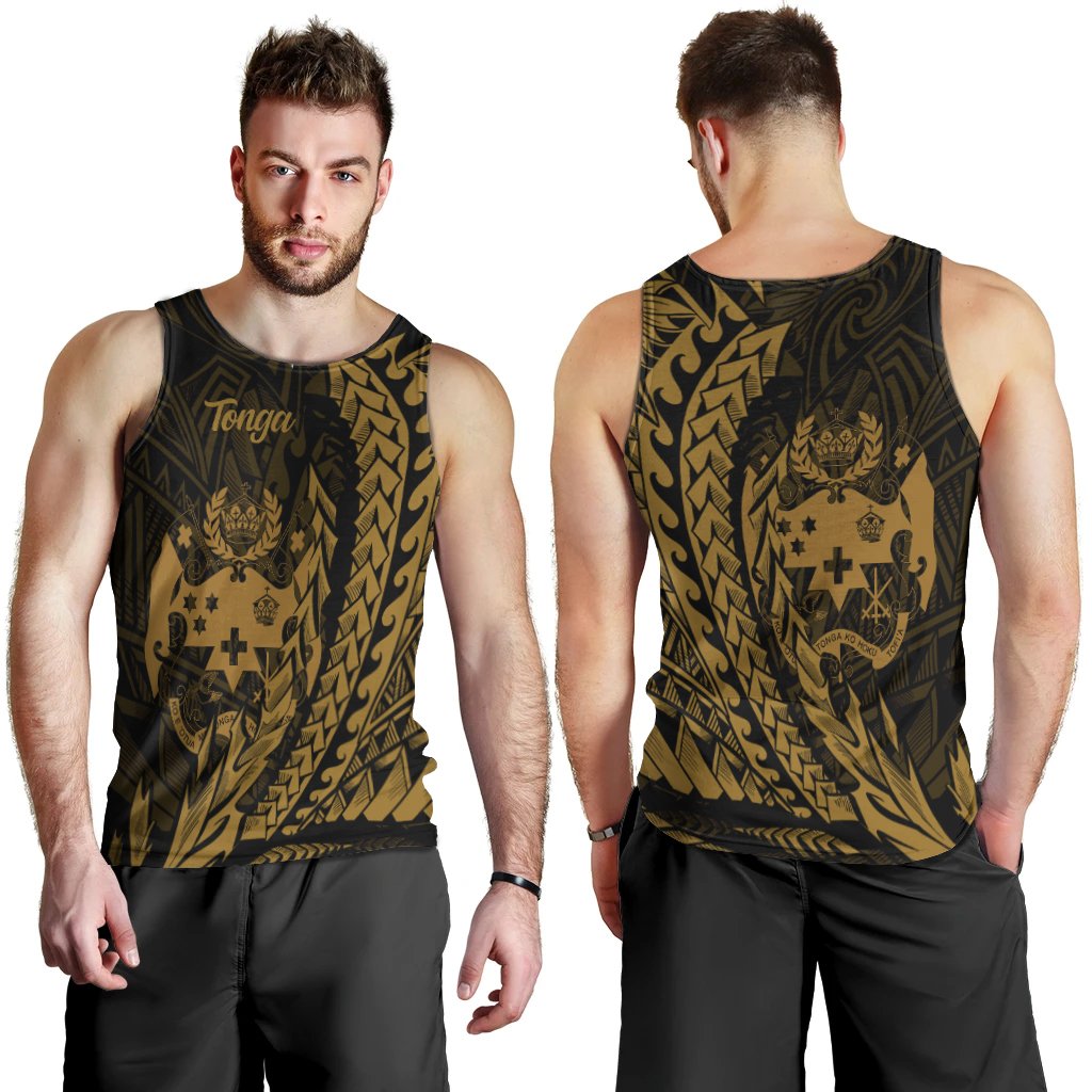 Tonga Men's Tank Top - Wings Style Black - Polynesian Pride