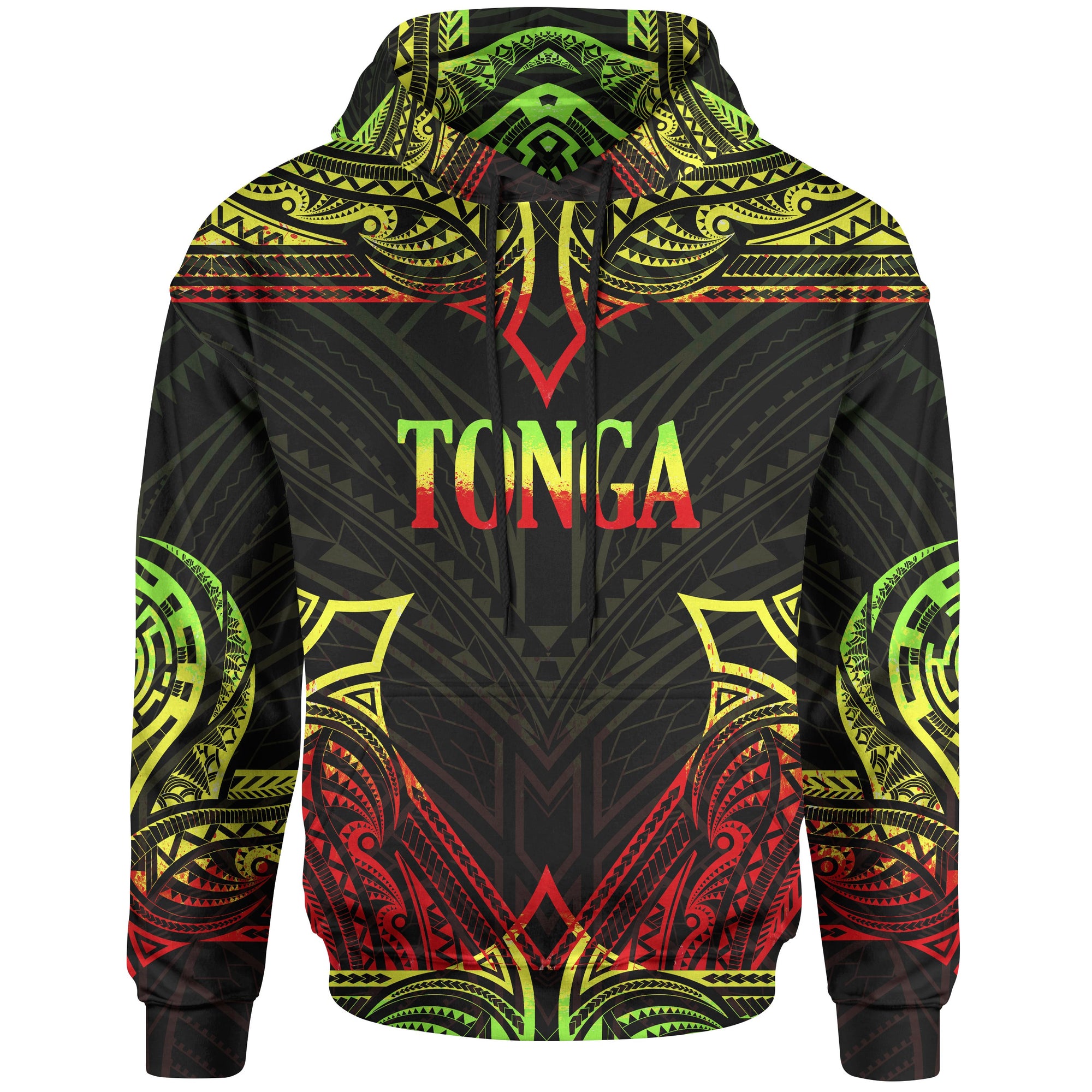 Tonga Hoodie Coat of rms With Patterns Reggae Color Unisex Black - Polynesian Pride