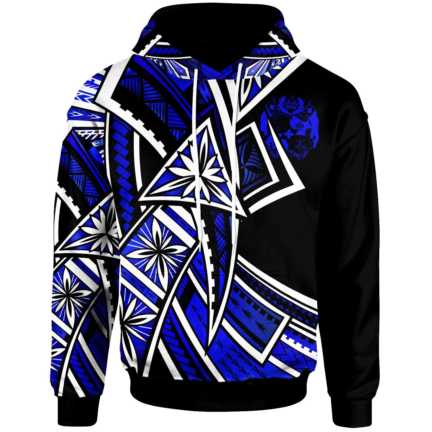 Tonga Hoodie Tribal Flower Special Pattern Blue Color Unisex Blue - Polynesian Pride