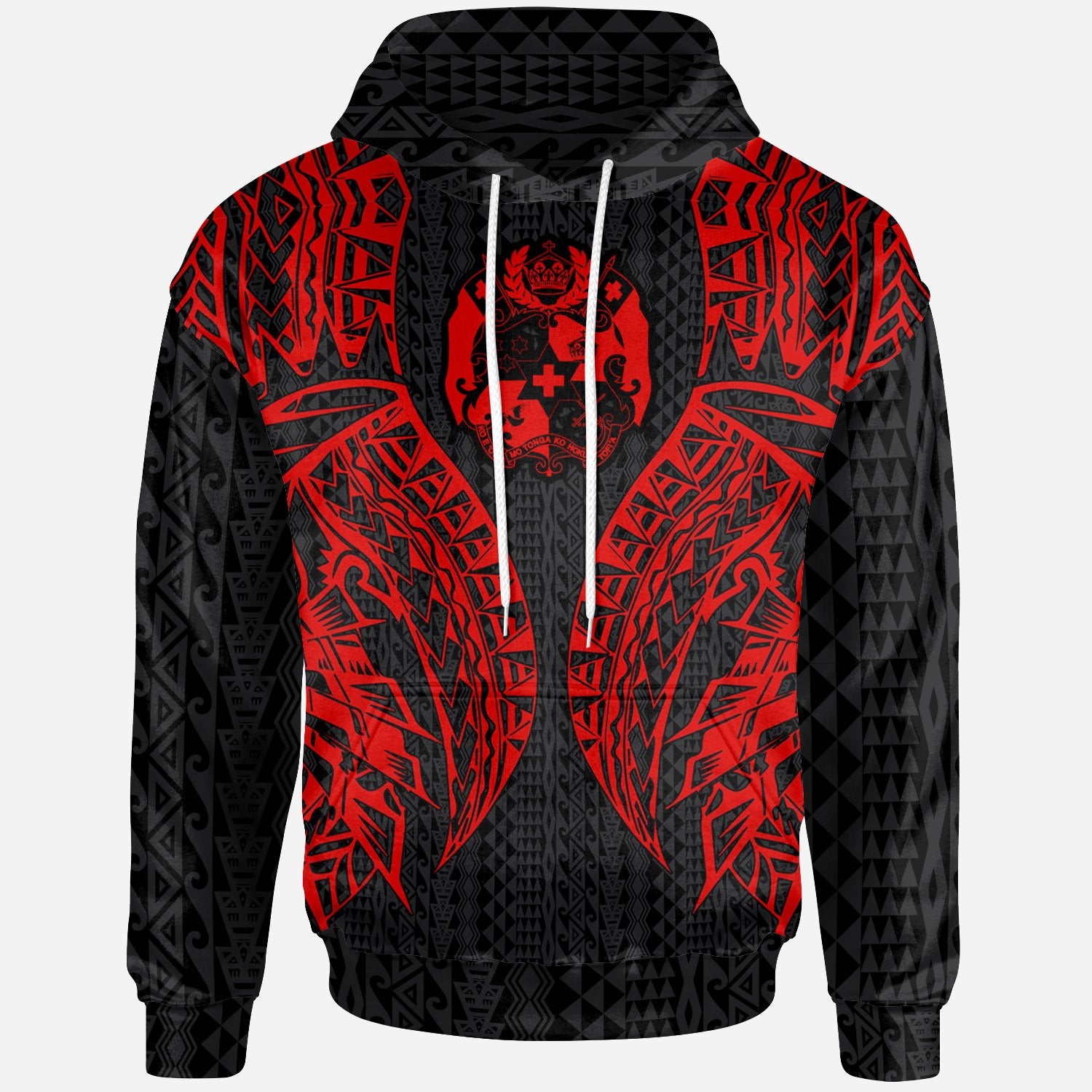 Tonga Hoodie Polynesian Lion Head Red Style Unisex Red - Polynesian Pride