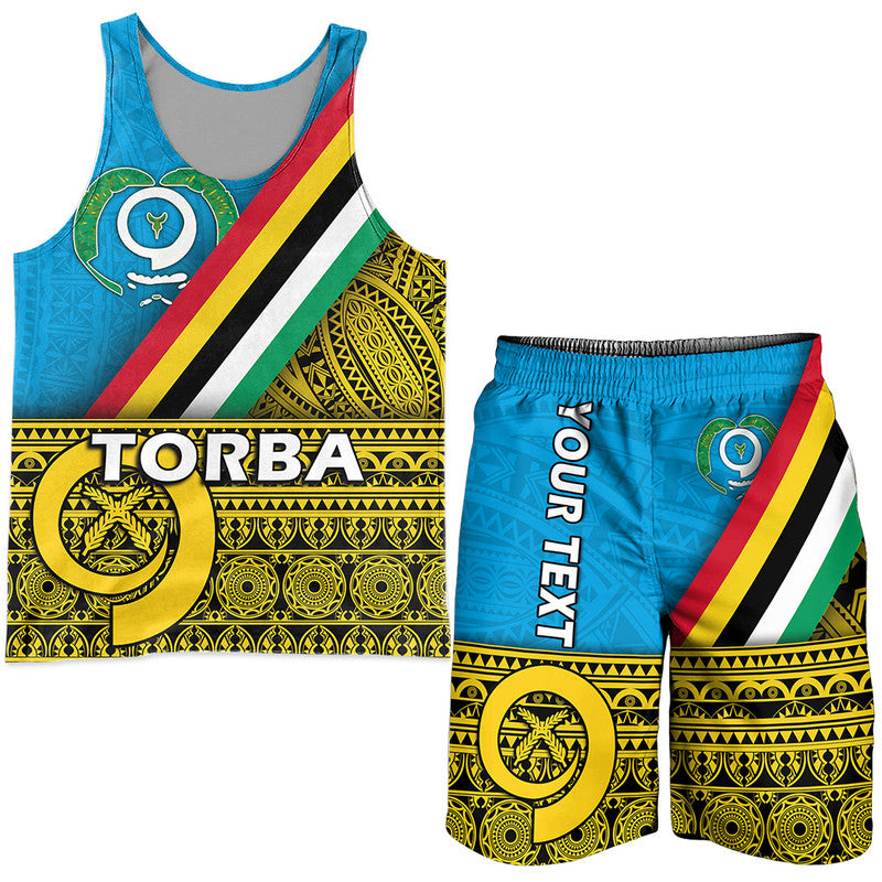 (Custom Personalised) Vanuatu Torba Province Day Combo Men Tank Top and Men Short Torba Flag Color Style LT9 Yellow - Polynesian Pride