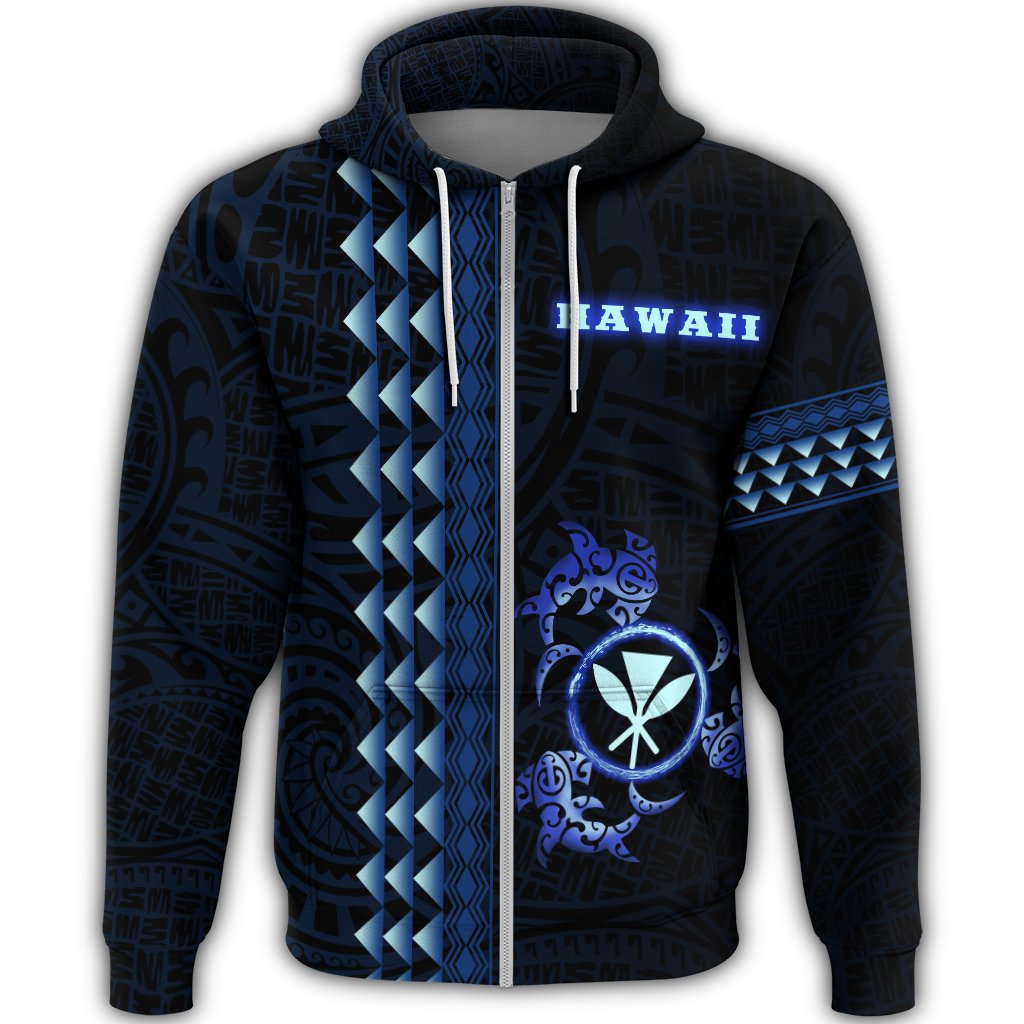Hawaiian Polynesian Kanaka and Shark Zipper Hoodie Light Style - Polynesian Pride
