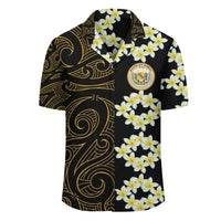 (Personalized) Plumeria Seal Polynesian - Hawaiian Shirt - Gold - Curtis Style - Polynesian Pride