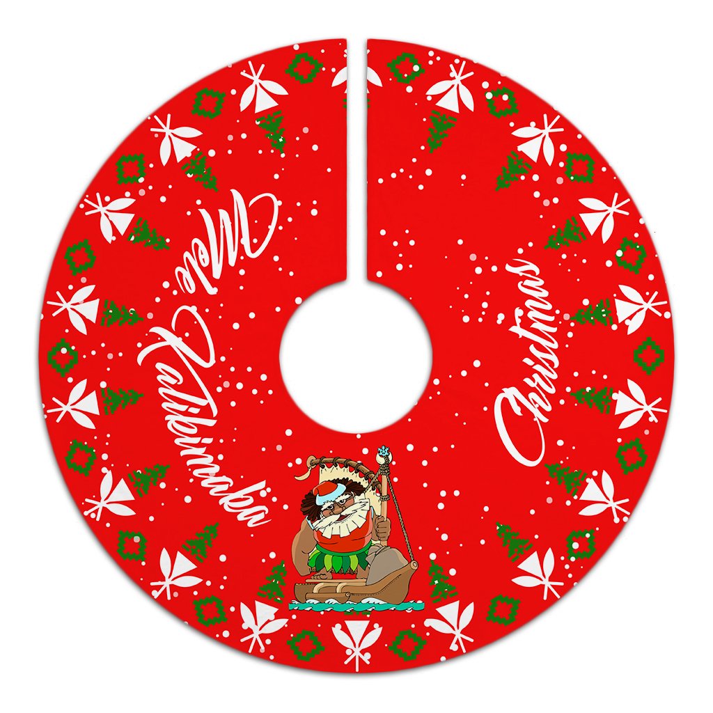 Hawaiian Santa Claus Mele Kalikimaka Tree Skirt - Red - Farah Style - AH - Polynesian Pride