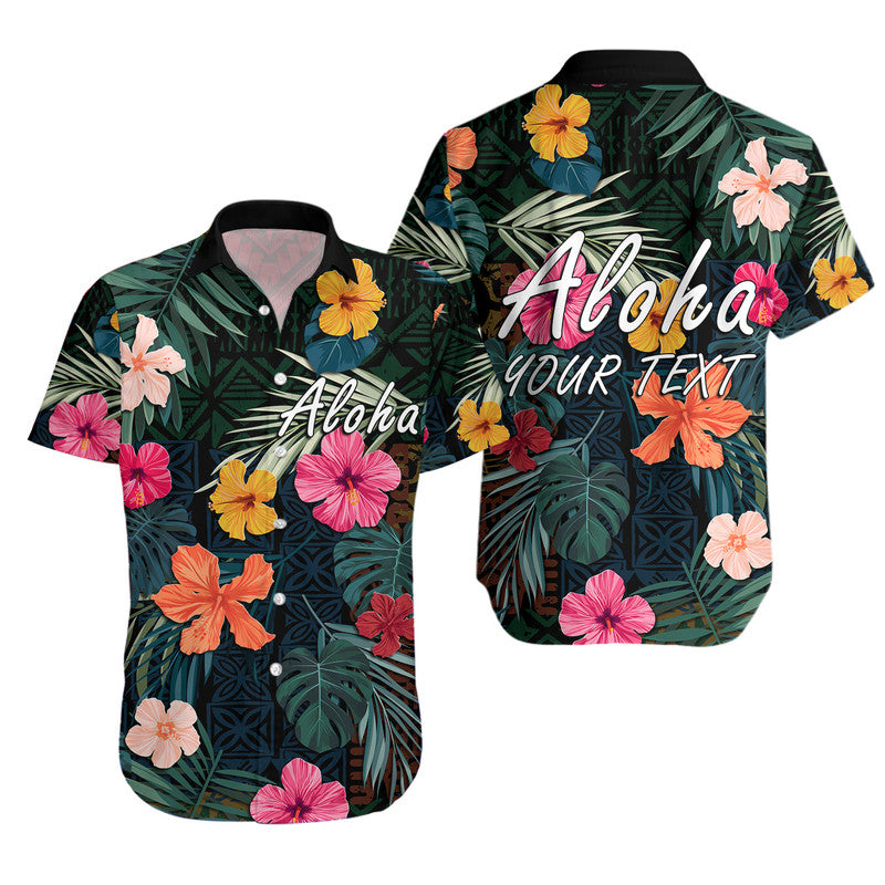 (Custom Personalised) Hawaii Hawaiian Shirt Tribal Elements And Hibiscus Version LT9 Unisex Green - Polynesian Pride