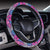 Tropical Exotic Leaves And Flowers On Geometrical Ornament. Hawaii Universal Steering Wheel Cover with Elastic Edge - Polynesian Pride