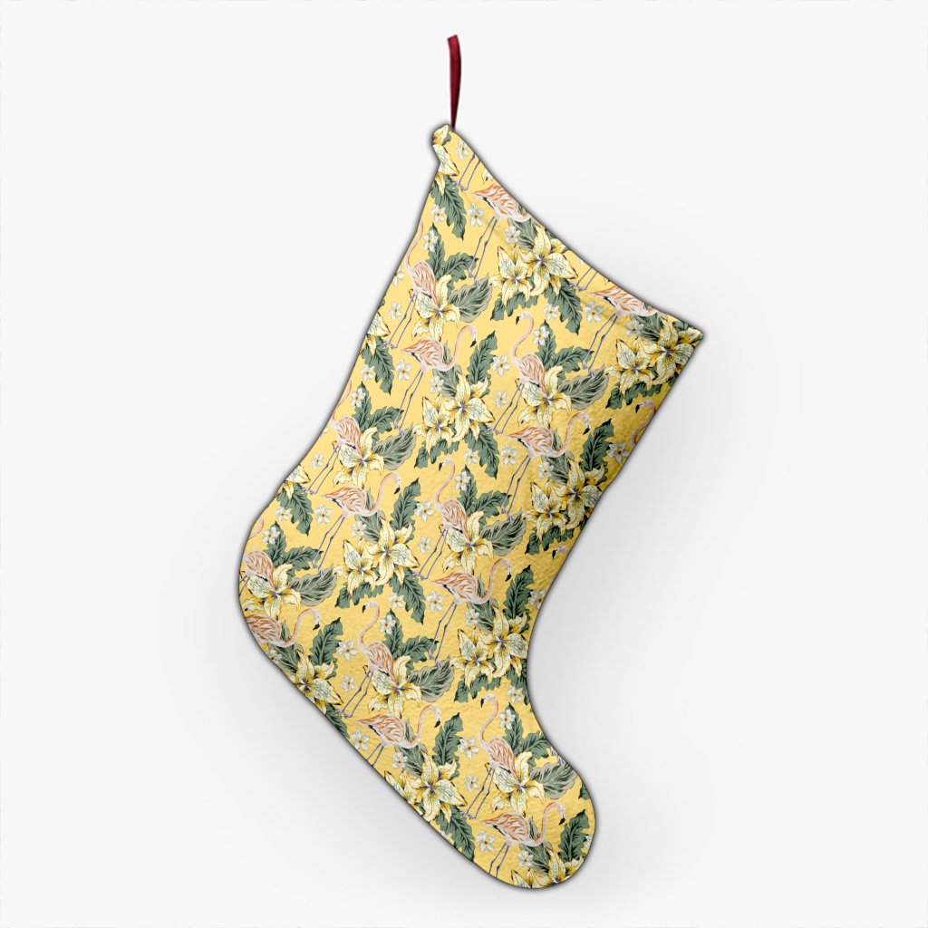 Tropical Flamingo Yellow Christmas Stocking 26 X 42 cm Black Christmas Stocking - Polynesian Pride