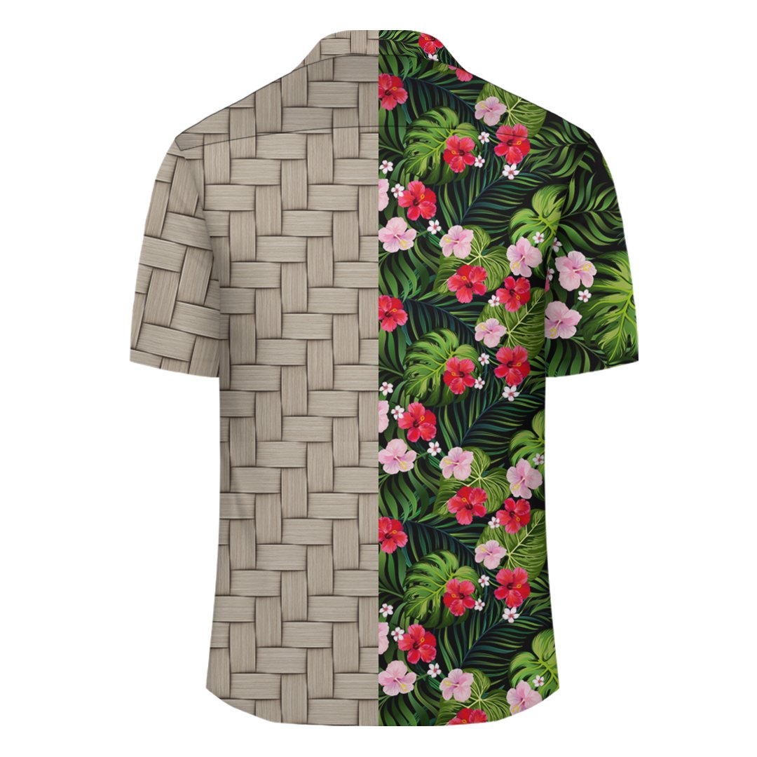 Tropical Flower Mix Lauhala Moiety Hawaiian Shirt - Polynesian Pride