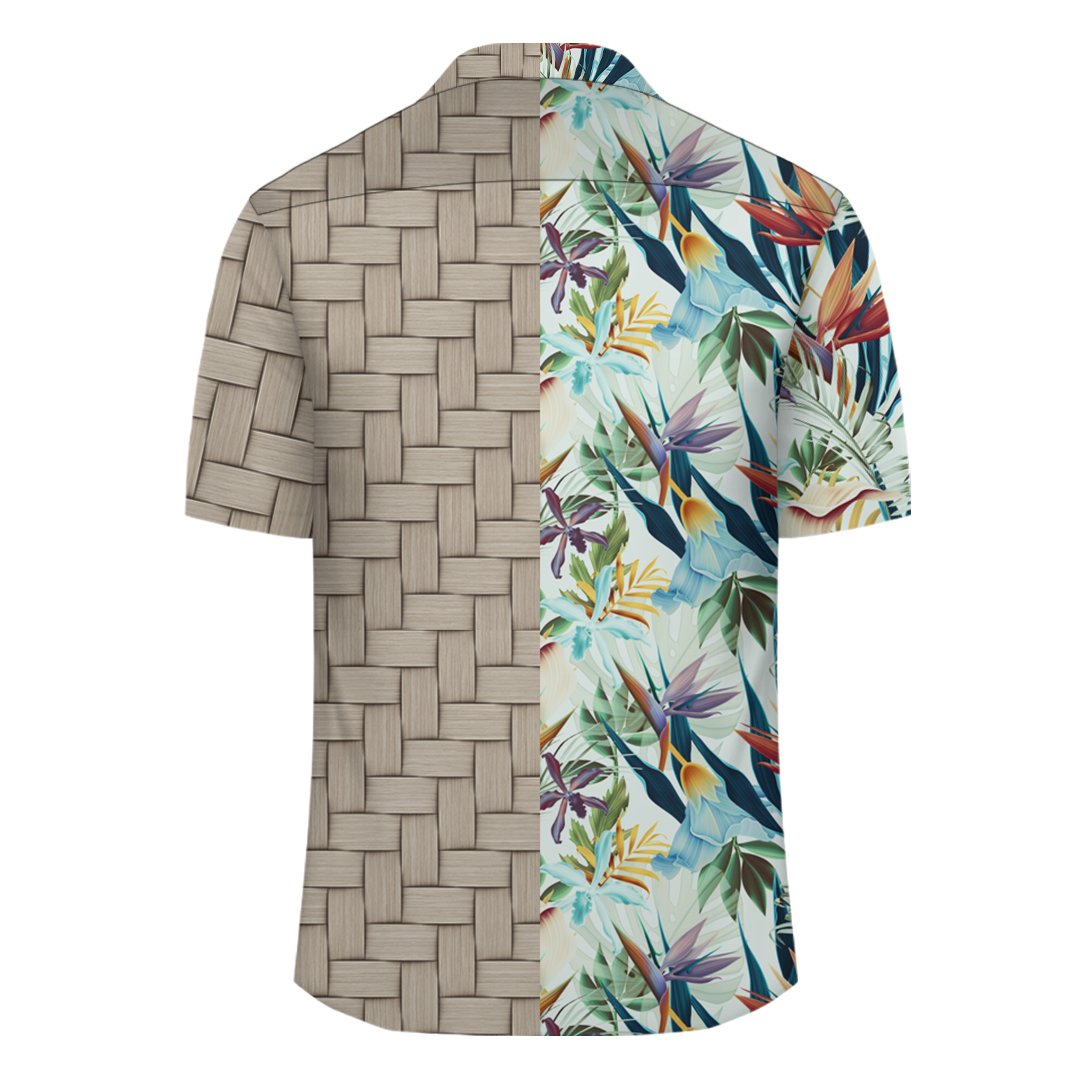Tropical Flower Plant And Leaf Pattern Lauhala Moiety Hawaiian Shirt - Polynesian Pride