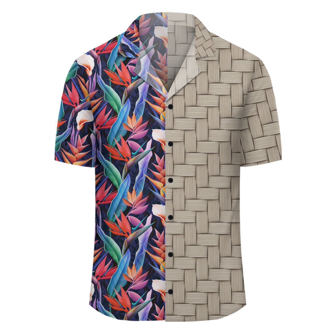 Tropical Flower Lauhala Moiety Hawaiian Shirt - Polynesian Pride