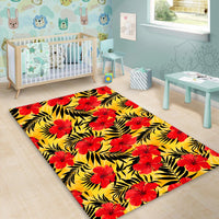 Tropical Flowers And Palm Leaves Area Rug - AH - Polynesian Pride