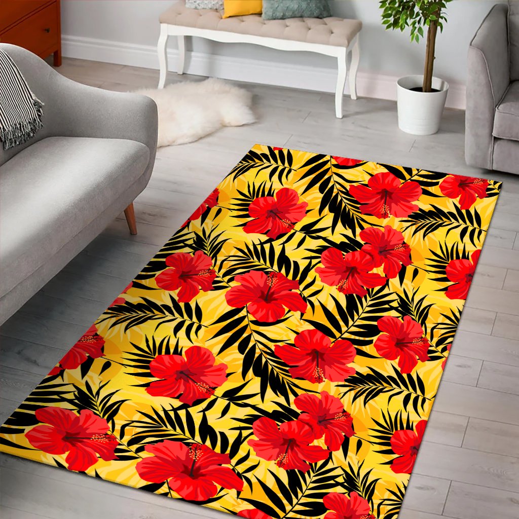 Tropical Flowers And Palm Leaves Area Rug - AH - Polynesian Pride