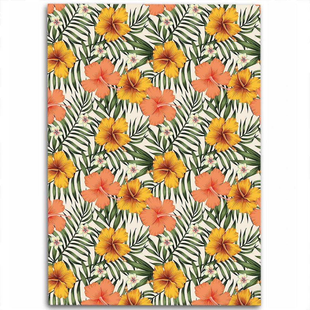 Tropical Flowers Hibiscus Pink Yellow Area Rug - AH Luxurious - Polynesian Pride