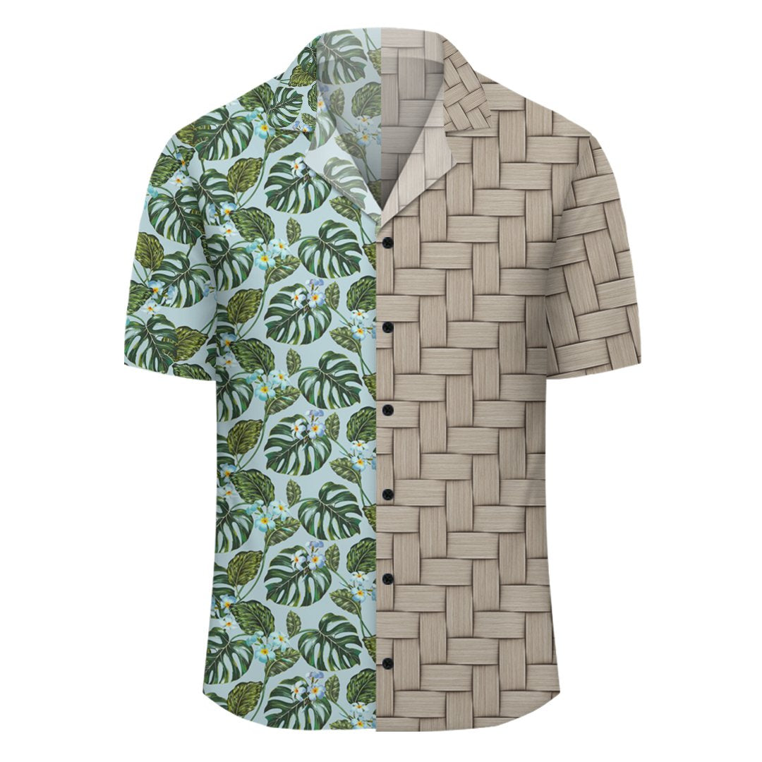 Tropical Flowers Monstera Leaf Lauhala Moiety Hawaiian Shirt - Polynesian Pride