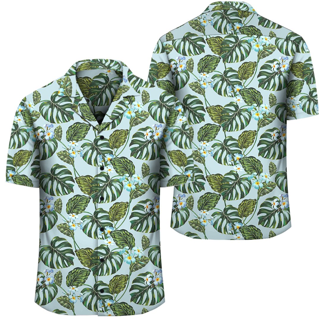 Tropical Flowers Monstera Leaf Hawaiian Shirt Unisex Black - Polynesian Pride