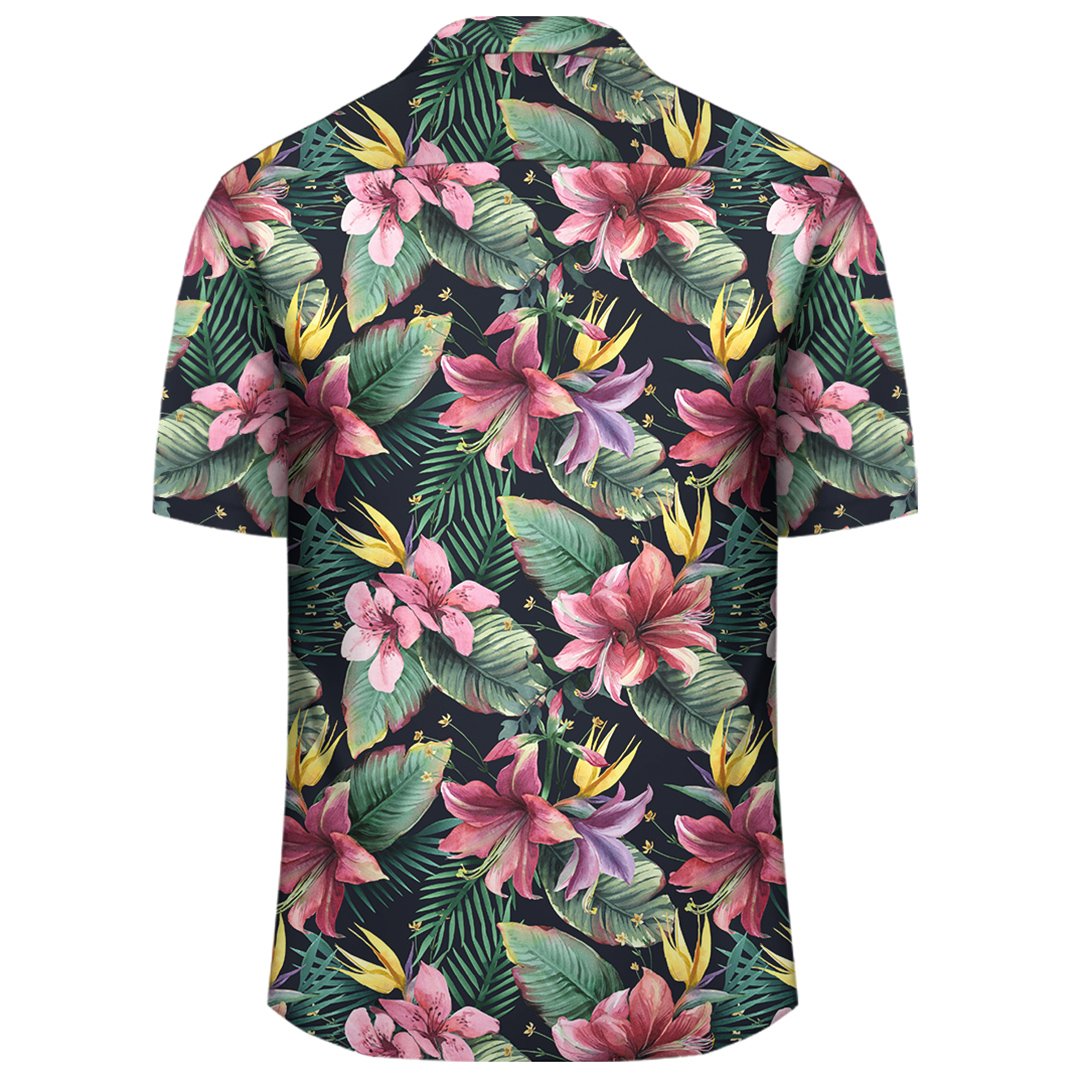 Tropical Flowers Palm And Leaves Hawaiian Shirt - Polynesian Pride