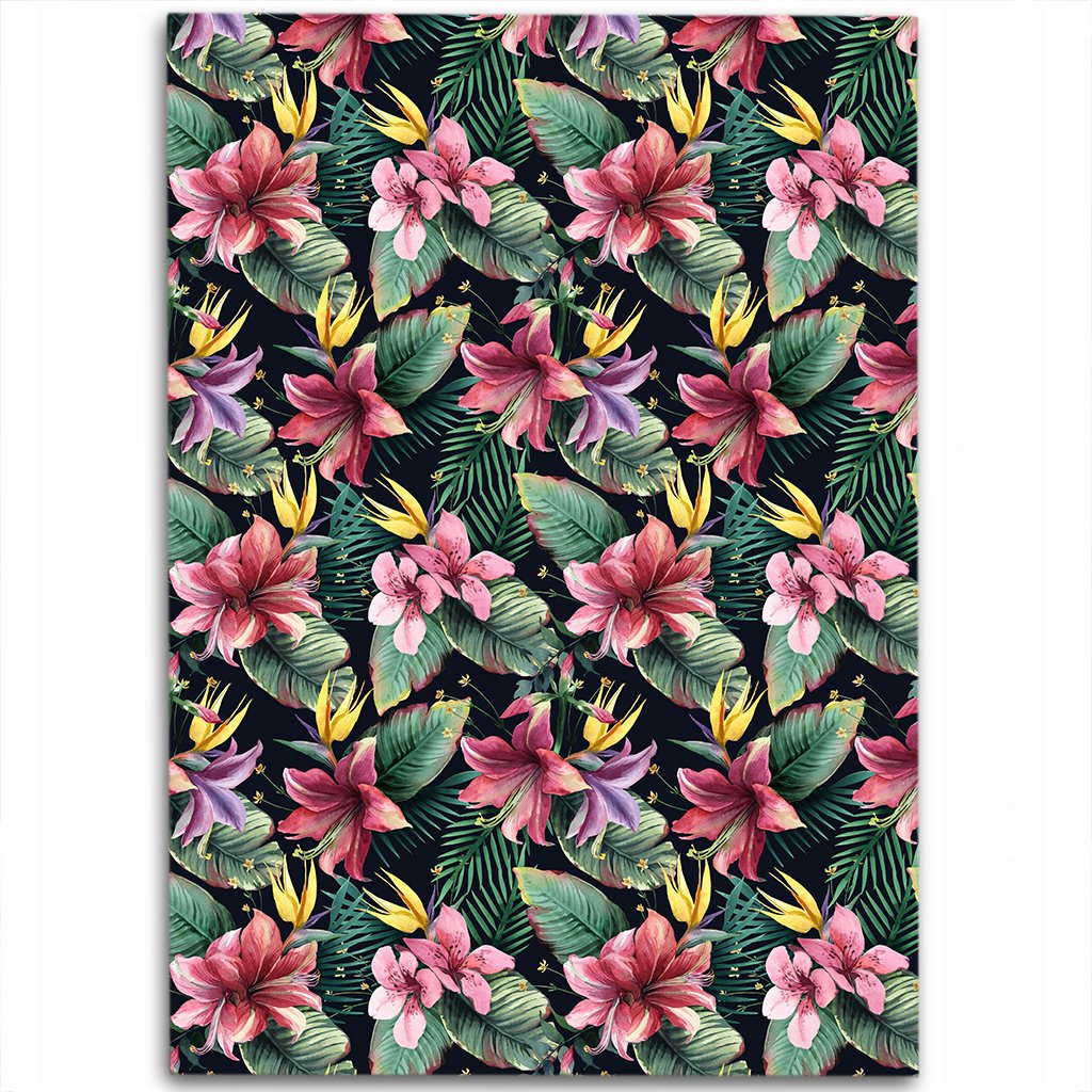 Tropical Flowers, Palm And Leaves Area Rug - AH Luxurious - Polynesian Pride