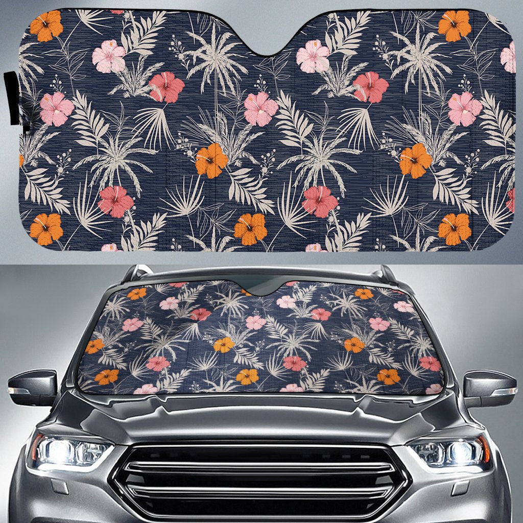 Tropical Grey Hawaii Car Sun Shade Auto Sun Shade Universal Fit Grey - Polynesian Pride