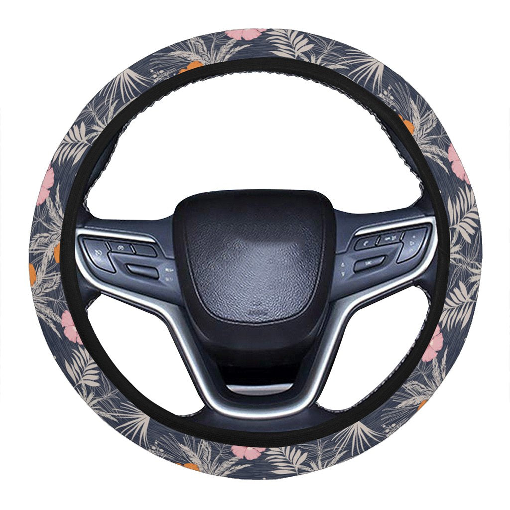 Tropical Grey Hawaii Universal Steering Wheel Cover with Elastic Edge One Size Blue Steering Wheel Cover - Polynesian Pride