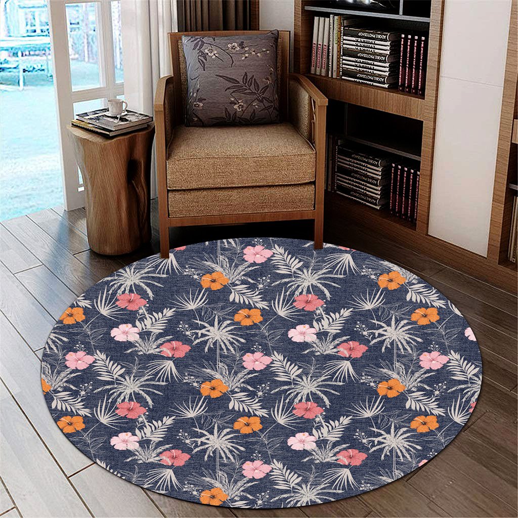 Tropical Grey Round Carpet - AH Round Carpet Luxurious Plush - Polynesian Pride