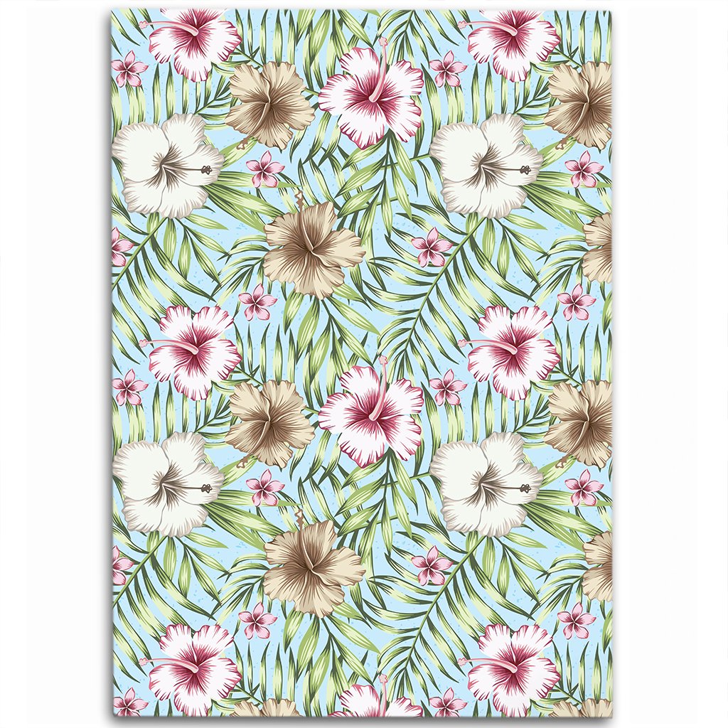 Tropical Hibiscus Palm Leaves Area Rug - AH Luxurious - Polynesian Pride