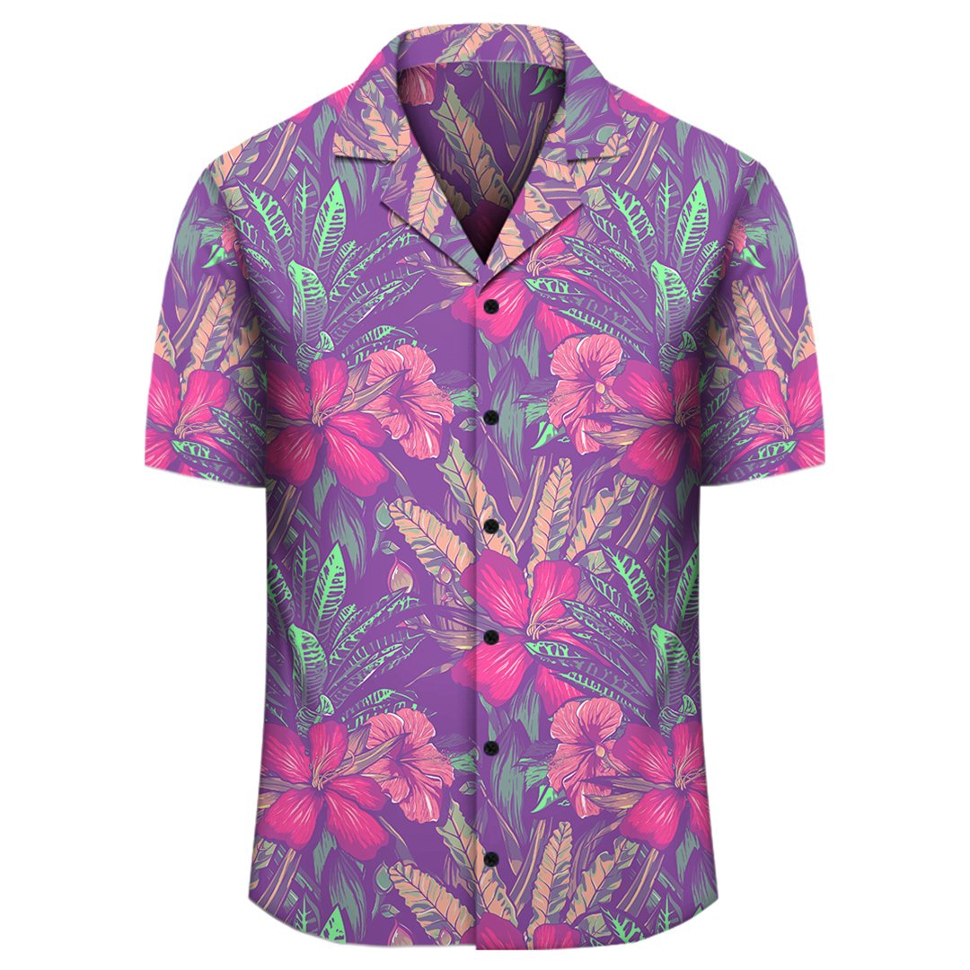 Tropical Hibiscus Purple Hawaiian Shirt - Polynesian Pride