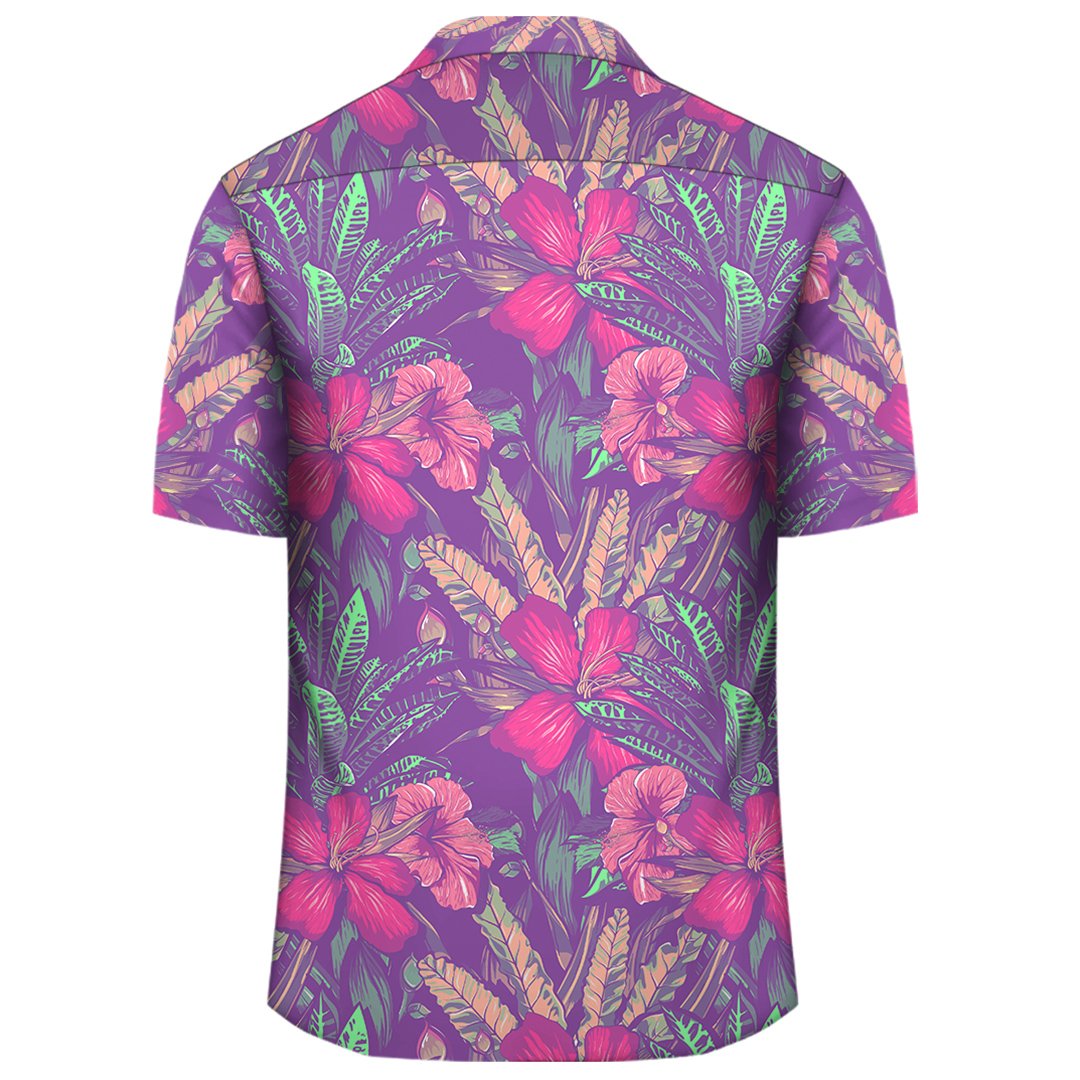 Tropical Hibiscus Purple Hawaiian Shirt - Polynesian Pride