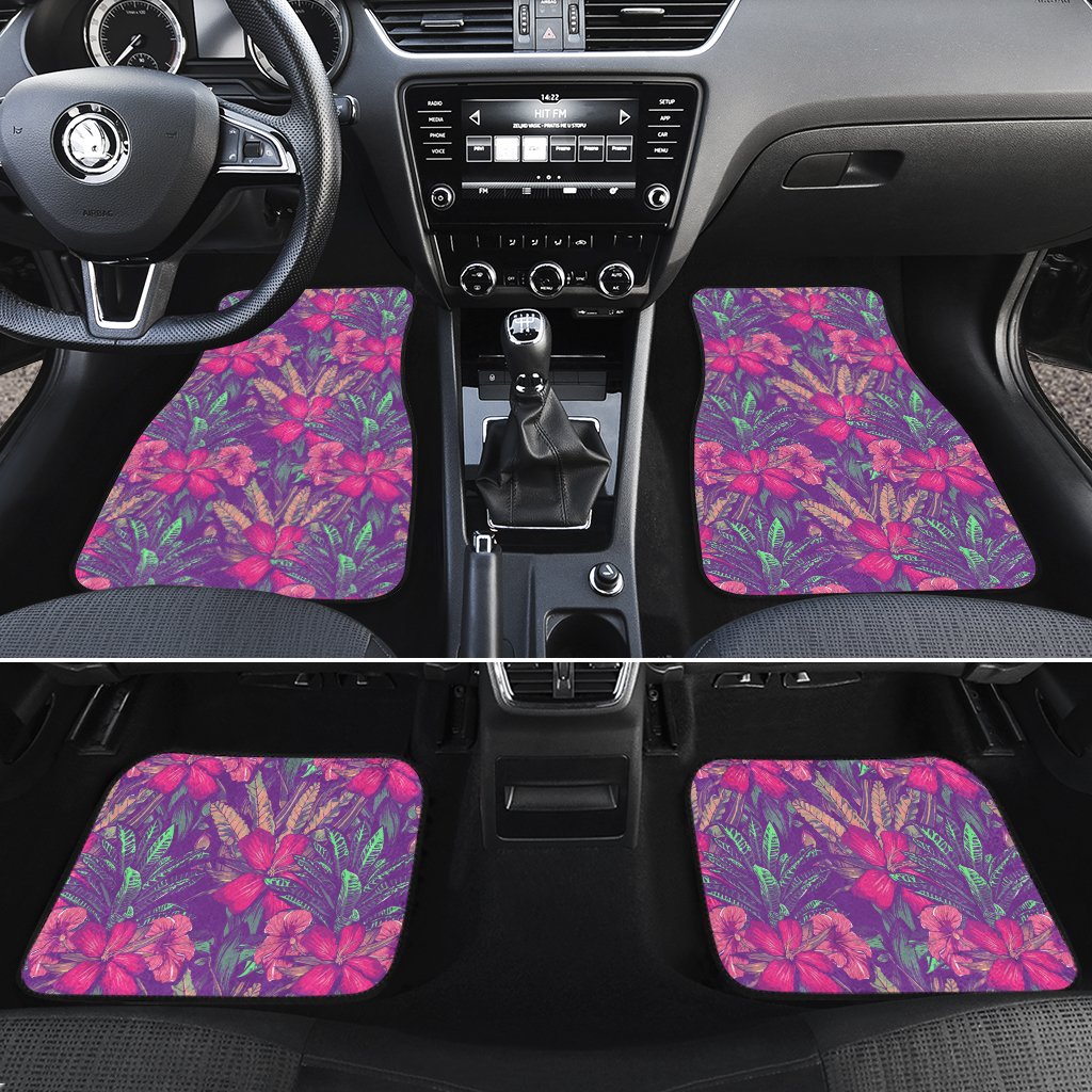 Tropical Hibiscus Purple Hawaii Car Floor Mats Purple One Size - Polynesian Pride