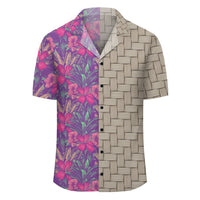 Tropical Hibiscus Purple Lauhala Moiety Hawaiian Shirt - Polynesian Pride