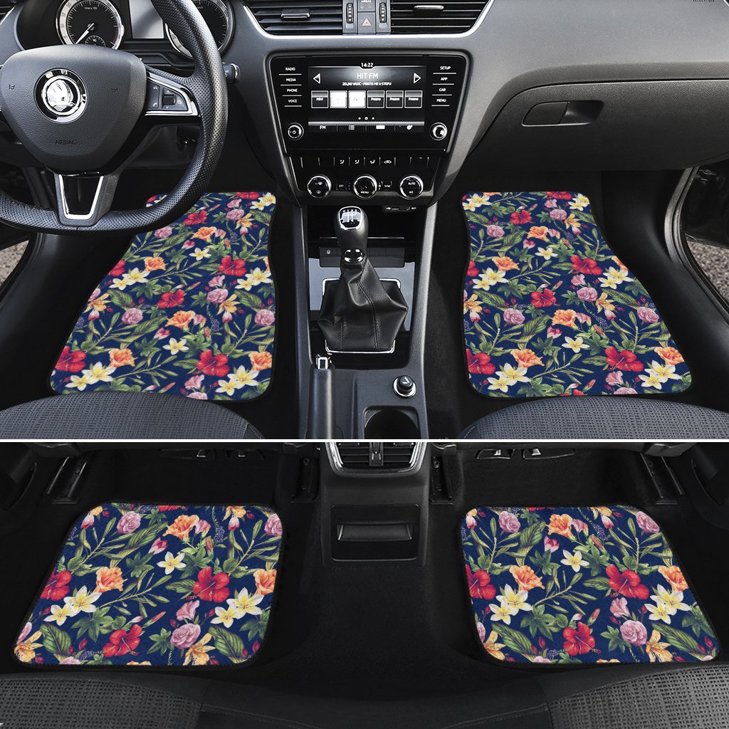 Tropical Hibiscus Red And Plumeria White Hawaii Car Floor Mats Red One Size - Polynesian Pride