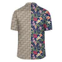 Tropical Hibiscus Red And Plumeria White Lauhala Moiety Hawaiian Shirt - Polynesian Pride