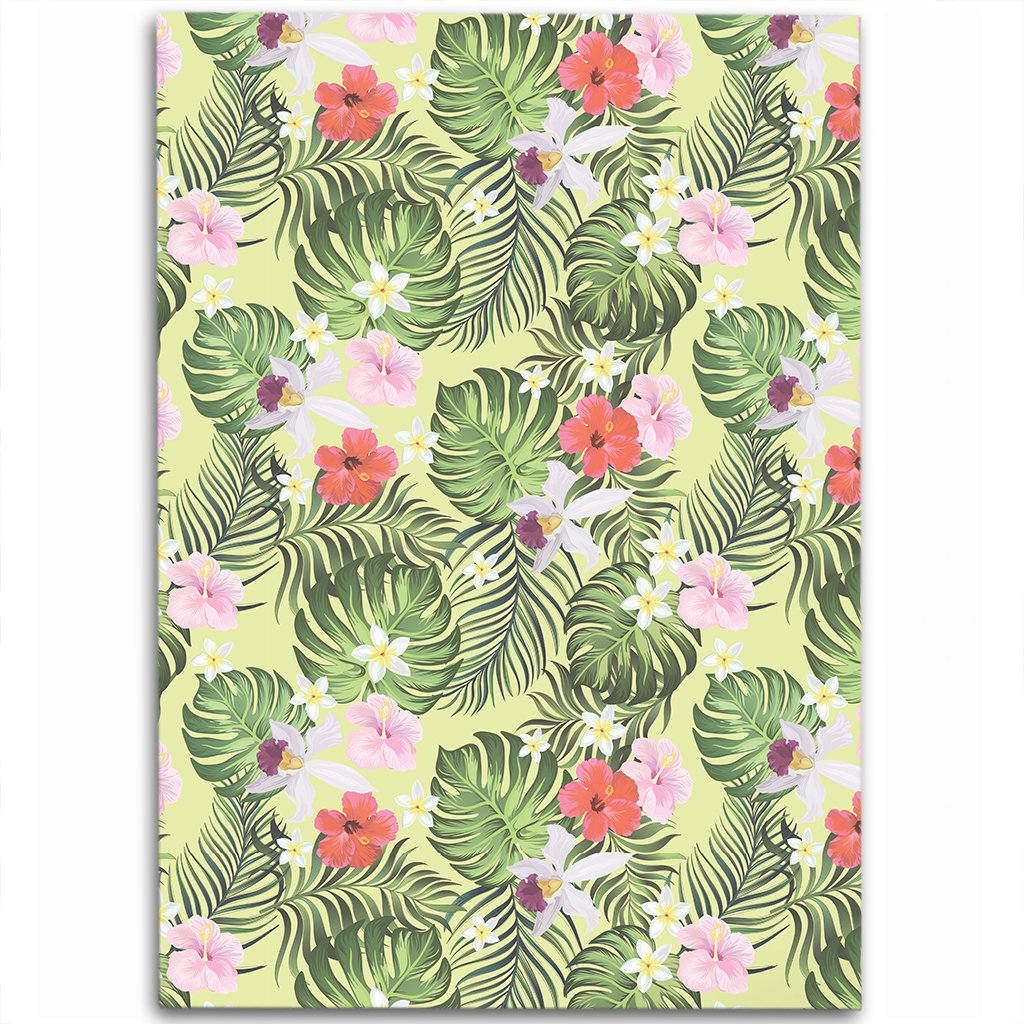 Tropical Hibiscus, Plumeria Green Area Rug - AH Luxurious - Polynesian Pride