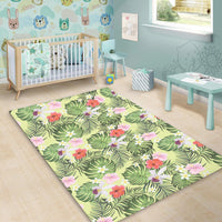 Tropical Hibiscus, Plumeria Green Area Rug - AH - Polynesian Pride