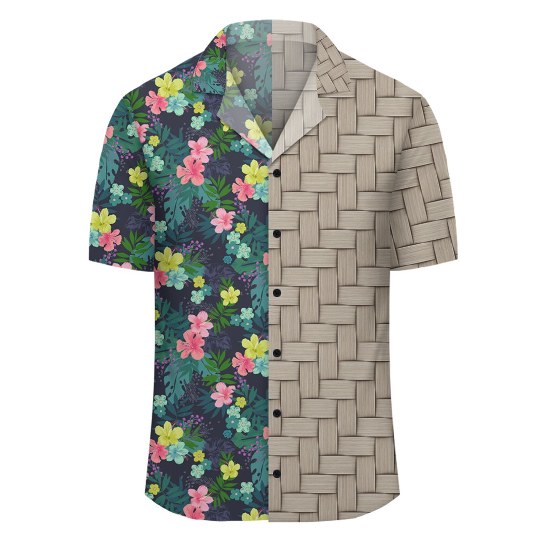 Tropical Hibiscus Lauhala Moiety Hawaiian Shirt - Polynesian Pride